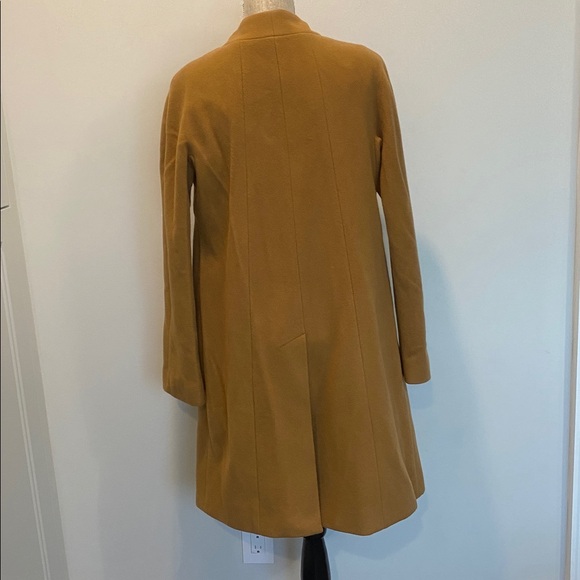 Talbots Virgin Wool Caramel Tan Winter Trench Coat Size 6 Button Front, Pockets - Picture 8 of 15
